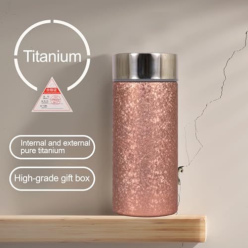 Image of Titanium Water Cup with Lid, Leakproof & Lightweight Portable Bottle, Durable Metal Drink Container for Office Travel Home, Reusable Teacup for Daily Use (Titanium Golden, 350 ML)