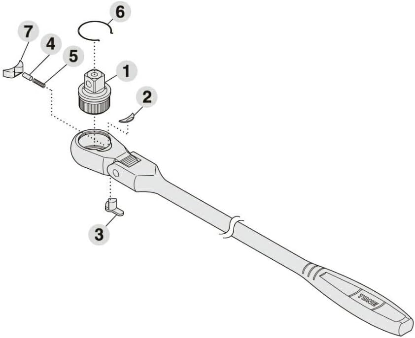 Tone RK-RH4FH Repair Kit for Ratchet Handles, 1/2-inch (12.7 mm) Drive Angle