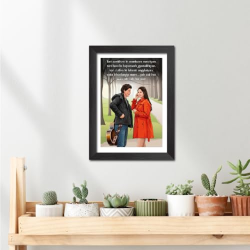 Image of TenorArts Jab tak Hai Jaan Poster Bollywood Movie Shah Rukh Khan Quotes Vector Art Vector Art Posters Photo Framed Painting With Black Wooden Textures (12inches x 9inches)