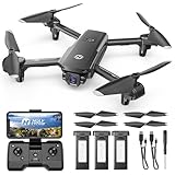 Holy Stone ドローン カメラ付き 100g未満 GPS搭載 申請不要 屋外 小型 1080Pカメラ バッテリー3個 42分飛行時間 自動帰還 フォローミーモード ウェイポイントモード 誕生日ギフト HS155 ブラック