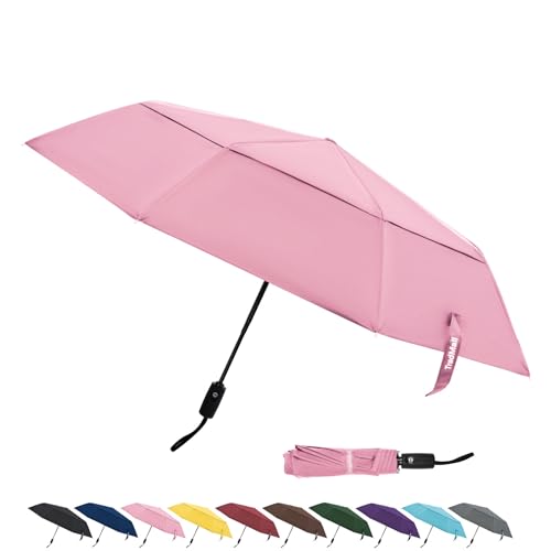 TradMall Reise-Regenschirm, winddicht, faltbar, Rosa