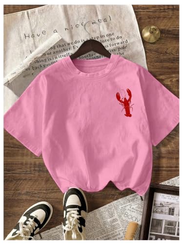 Image of RoseSeek Women's Graphic Letter Tee Crew Neck Trendy Summer Vintage T Shirt