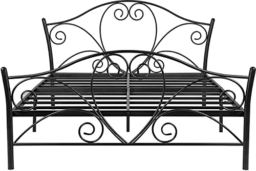 Image of APRODZ Iron King Size Bed Without Storage | Wrought Iron King Size Cot | Double Bed King Size for Bedroom with Headboard and Footboard Without Mattress (78X72 Comforta)