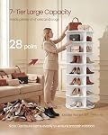 VASAGLE 7-Tier Rotating Shoe Rack Tower, Free Standing 360 Degree Spinning Shoe Organizer, Lazy Susan Bag Display Storage Rack, for Corners, Closets, Small Spaces, White ULBS047WZ01