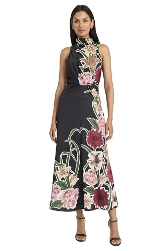 Maggy London Women's Sleeveless Mock Neck Maxi Elegant Floral Print for Wedding Guest-Versatile Formal Dresses