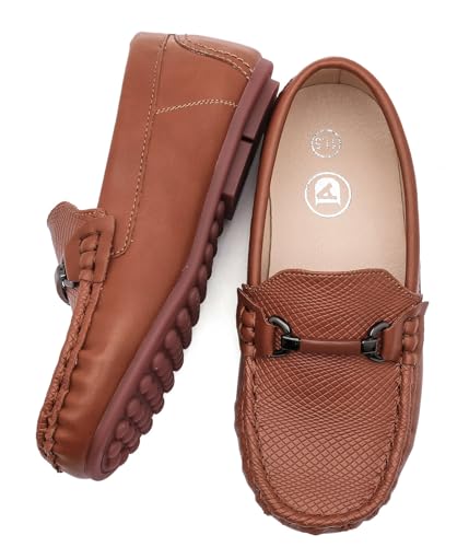 DADAWEN Boys Girls Soft Leather Loafer Casual Slip-On Moccasin Flats Dress Shoes Penny Boat Shoes School Wedding Church Loafers (Toddler/Little Kid/Big Kid)4