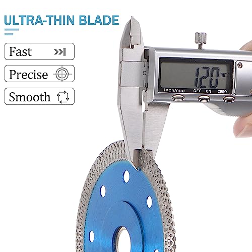 Harfington 10Pcs 4" Diamond Saw Blade Thin Cutting Wheel With X-Teeth Edge For Cutting Ceramic, Porcelain Tiles, Brick, And Concrete, 5/8" Arbor, Blue #TOP2
