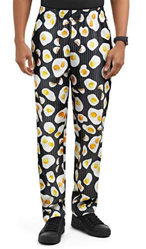 Men’s Eggspected Print Chef Pant (Xs-3X) | Traditional Baggy Fit, 100% Cotton, Elastic Waist (Medium) #TOP2
