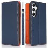 Ｈａｖａｙａ 対応 Galaxy S25 ケース ギャラクシーS25 ケース 手帳型 本革 ストラップ SC-51F スマホケース SCG31 レザー au 耐衝撃 docomo SoftBank カード収納-ブルー