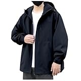 DUHENWU Chaqueta para hombre, corte holgado, chaqueta de entretiempo con capucha, manga larga, monocolor, chaqueta softshell con cremallera, resistente al viento, chaqueta con bolsillos, otoño e