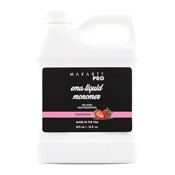 MakarttPro Strawberry Acrylic Monomer Liquid, MMA Free, Made in USA | EMA Professional acrylic monomer liquid for nail extensions, acrylic nail kits, Medium-fast setting with strawberry scent