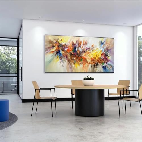 Tableau abstrait fleur colorée sur toile tendue avec cadre chic - 2