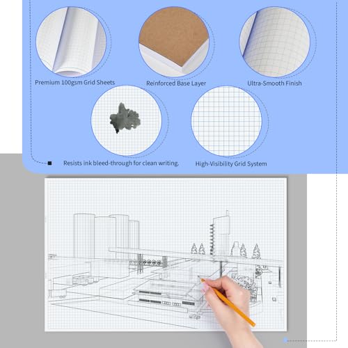 Bloc papier millimétré A3 11x17 pouces pour dessin technique et plan - 6