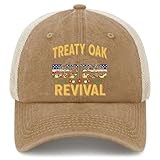 Treaty Oak Revival hat Mens Cute Trucker hat for Men Trucker hat Pigment Khaki caps with Design Unique Gifts for New Job