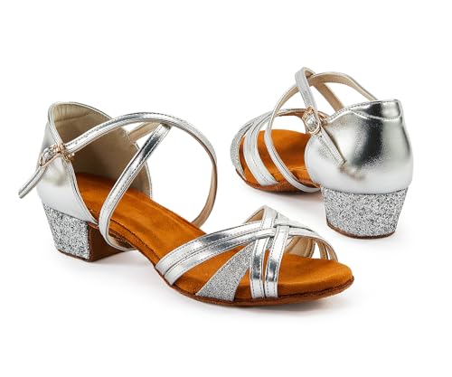 Kids Ballroom Dance Shoes Latin Salsa Suede Sole Dancing Dress Shoes for Girls2