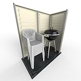 Duramax YardMate Pent Roof PLUS 5 x 3 (1.57 m2) Plastic Garden Shed with Heavy-Duty Plastic Floor, Strong Metal Roof Structure, Fire Retardant & Maintenance-Free Storage Shed, Dark Grey & Adobe - Image 4