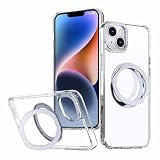 iPhone 14 用 ケース 360° 回転リング MagSafe アイフォン14 カバー ワイヤレス充電 リング TrendKase アイホン14 携帯ケース マグセーフ対応 あいほん14 スマホケース 縦横無尽に回転 多機能スタンド 衝撃吸収 柔軟フレーム 「クリア」