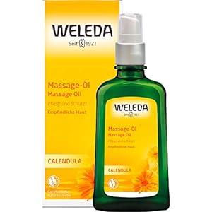 WELEDA Bio Calendula Massage-Öl, Naturkosmetik Körperöl für die Pflege und Massage empfindlicher Haut, belebt und hält die Haut glatt, Pflegeöl mit einem erholsam frischen Duft (1 x 100 ml)