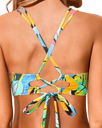 Image of Holipick Twist Front Bikini Tops for Women - Push Up Bathing Suit Top Padded Swimsuit Top