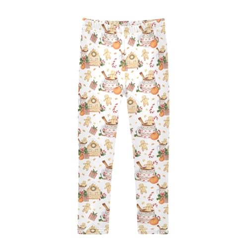 CaTaKu Girls Leggings Christmas Gingerbread Star Leggings for Girls Kids Athletic Workout Yoga Pants Size 4-10T