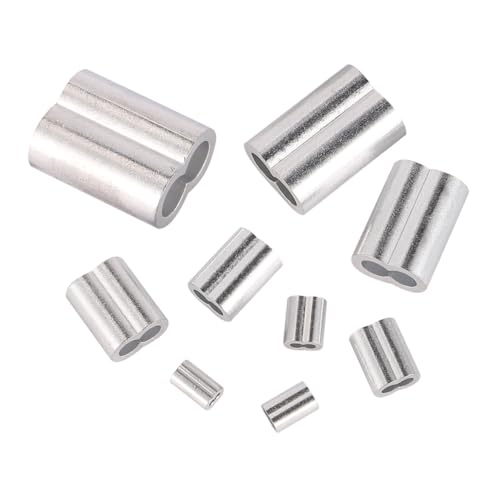 TOBBOMEY 320 piezas Manguitos de Aluminio para Cable de Acero Abrazaderas Doble para Unión de Cuerda y Cable Conectores de Acero Inoxidable para Trabajo Agrícola y Bodas