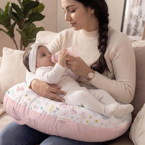 Image of haus & kinder Baby Feeding Pillow for New Born Baby, Breastfeeding & Nursing Pillow with Removable Cover, Infant Support Cushion for 0-24 Months, Tummy Time Pillow (Butterfly Garden)