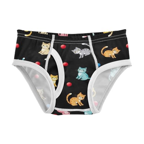 CHIFIGNO Boys Underwear Cute Cat Black Little Boys Briefs Printed Cotton Briefs Underwear