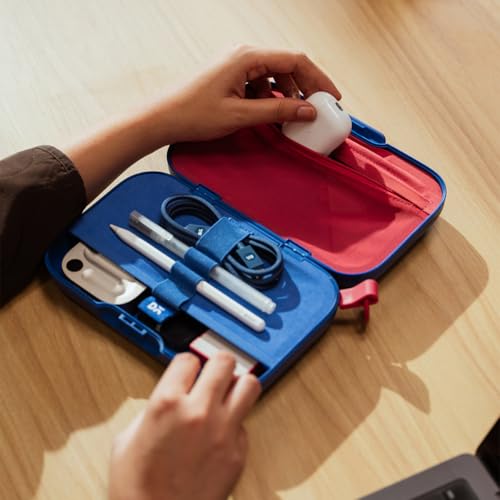 Image of DailyObjects Electric Blue Park Tech Organiser | Travel Digital Accessories Storage Bag | Compact Travel Case for Camera Cables, Chargers, Memory Cards & Accessories | Durable & Stylish Storage Pouch