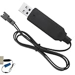 YANAJIAJIA 3.7V Lipo Battery Charger USB Cable, SM-2P Plug Charging Lead for RC Cars, Boats and Drones, Intelligent Overcharge Protection with LED Indicator, USB to 3.7V Li-Polymer Battery Charger