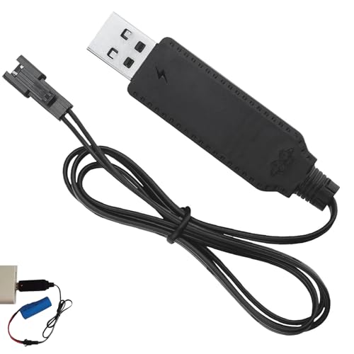 Image of YANAJIAJIA 3.7V Lipo Battery Charger USB Cable, SM-2P Plug Charging Lead for RC Cars, Boats and Drones, Intelligent Overcharge Protection with LED Indicator, USB to 3.7V Li-Polymer Battery Charger