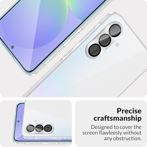 Image of FIRST MART Tempered Glass for Samsung Galaxy A36 5G with Silver Camera Ring Guard & Installation Kit | HD Clear Edge-to-Edge Screen Protector, Scratch Resistant, Case-Friendly | Pack of 1