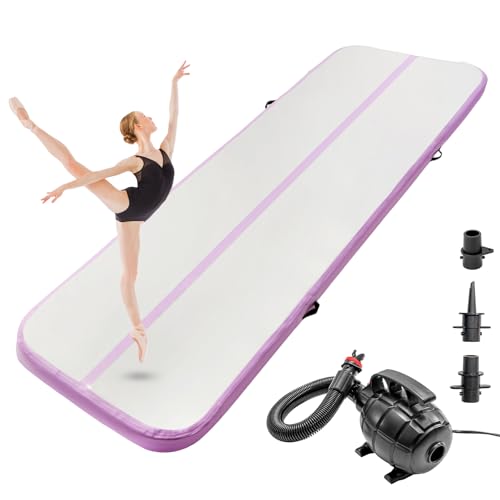 ARATERVIO Aufblasbare Air Track Gymnastikmatte – Turnmatte aus strapazierfähigem PVC, Tumbling Matte Trainingsmatte für Turnen, Yoga, Tanz & Fitness, wasserdicht (Lila, 3 * 1 * 0.1M mit Pumpe)