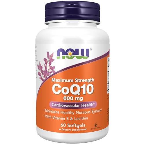 NOW Foods Supplements CoQ10 600 mg Maximum Strength with Vitamin E & Lecithin 60 Softgels