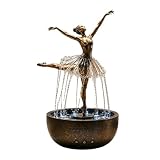 Tisch-Wasserspiel Balletttänzerin mit LED-Beleuchtung Kunstharzfigur für Wohnzimmer Schlafzimmer – entspannendes Dekorationsobjekt (Black, 30cm)