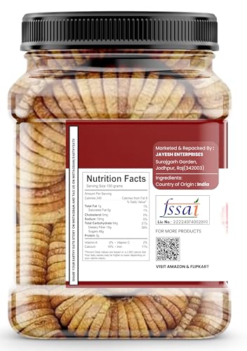 Image of Earthy Eats Premium Dried Figs | 1000 g | Dried Anjeer | Rich Source Of Fiber | Low in Fat | Healthy Snack (Pack of 1)