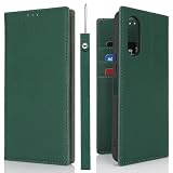 Ｈａｖａｙａ 対応 arrows We2 (アローズwe2) ケース 手帳型 前開きマグネット式 本革 - F-52E/FCG02/M07/A402FC 全対応 カード収納 & スタンド機能 耐衝撃カバー -グリーン