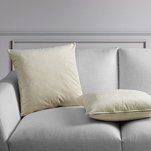 Image of HPD Half Price Drapes Cushion Cover 18 x 18 Heritage Plush Velvet - VPYC-198593-CC18PR - Pair, Au Lait Creme