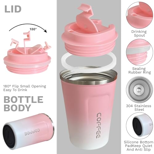 Image of Insulated Travel Coffee Mug, Stainless Steel Coffee Cup with Leakproof Lid