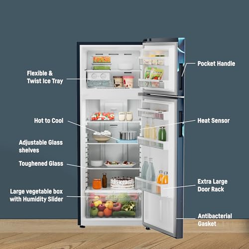 Image of Liebherr 269L 2 Star inverter, Hot to Cool, Pocket Handle, Frost Free Double Door Refrigerator, 20 Years Warranty on Compressor, Freezer 51 L, Vegetable Organiser, Blue (2024 Model)