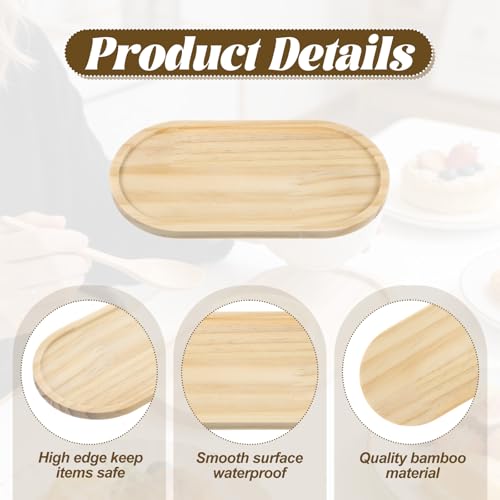 2 Stück Kleine Holztabletts, Dekorative Kleine Tabletts, Bambus-Holztablett für Badezimmer, Küche und Dekorative Zwecke
