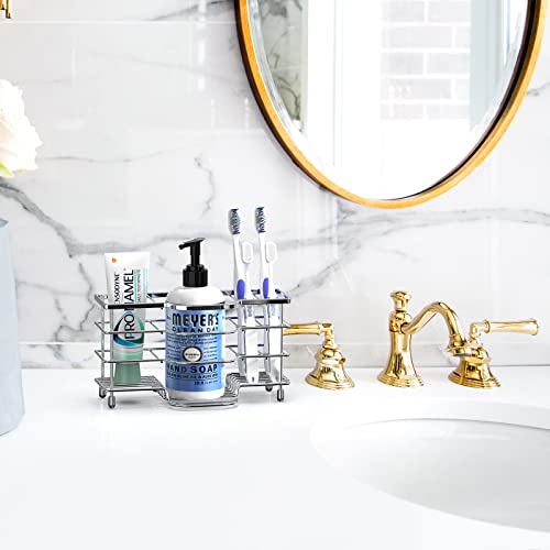 Linkidea Ventilated Toothbrush Holder For Bathroom, Stainless Steel Tooth Brush Stand For Toothbrush, Toothpaste, Razor, Hand Soap, Vanity Countertop 6 Slots Organizer (Chrome) #TOP4