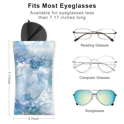 Image of 3 Pack Eyeglasses Pouch, Portable Squeeze Top Leather Sunglasses Pouch Spring Storage Glasses Case, Marble