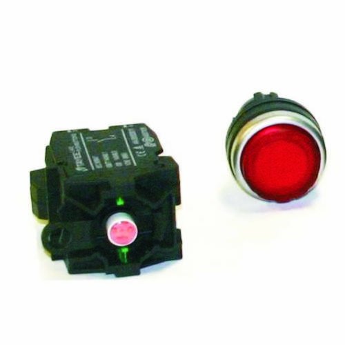 LED Andon SW-2837-112, 120VAC Illuminated Red Push button switch, Extended Face