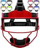 Exxact Sports Softball Face Mask Girls Youth & Adult, Protective Lightweight Fielders Mask Softball for Enhanced Performance (Red, Youth)