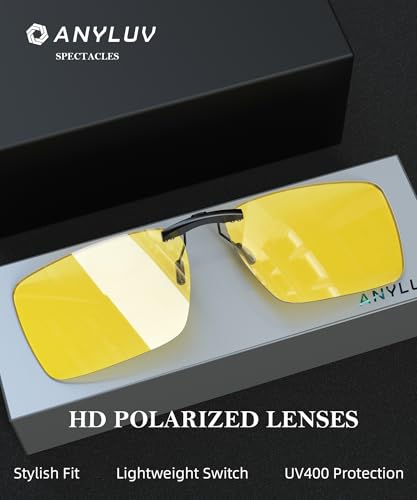 ANYLUV Clip on Polarized Night Vision Sunglasses: Night Vision Driving Sunglasses Non-Flip Up Glasses for Men Women4