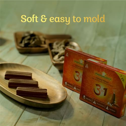 Image of Mangaldeep Dhoop 3 in 1 - Made with Desi Ghee, Resins & Herbs - Easy to Mold Wet Dhoop (140gms)