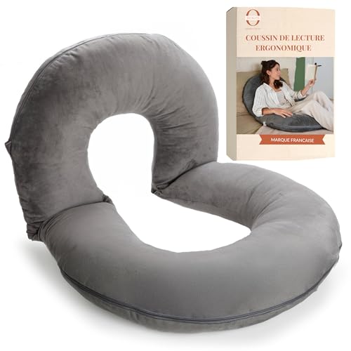 OCALYS Coussin de Lecture Modulable XL – Soutien Complet du Corps (Épaules, Dos, Jambes) – Confort Ergonomique en Velours Doux pour Lit et Canapé