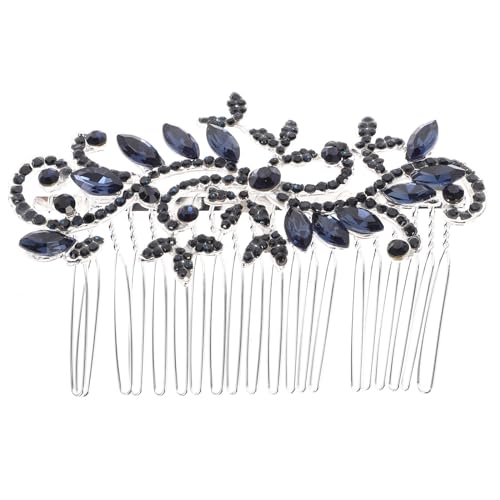 Peine de pelo azul con cristales de boda para novia y tocados vintage de dama de honor