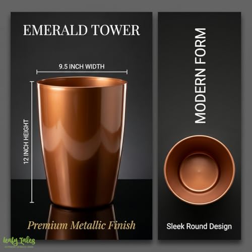 Image of Leafy Tales Modern Round Tower Planter for Home Decor 12 INCH, Highly Durable,Lightweight Indoor Outdoor Planter, Flower Pot Gamla, Pot for Balcony Garden, Vegetables, Flowers & Greenery