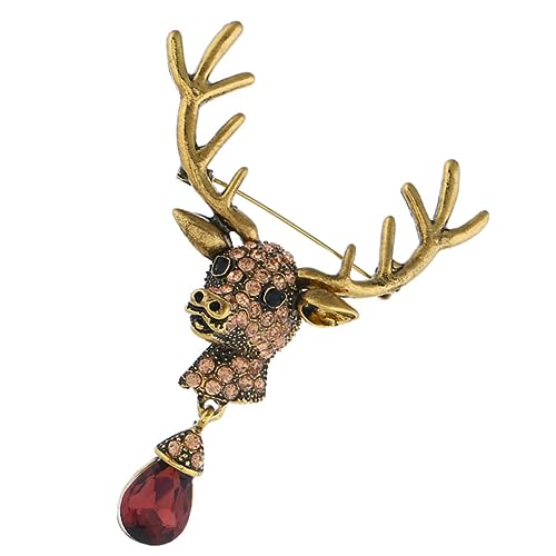 Broche cerf de Noël en strass dorés pour accessoiriser une tenue de fête élégante